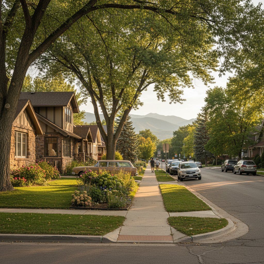 Suburban Westminster, Colorado neighborhood near Standley Lake with homes featuring premium kitchen appliances