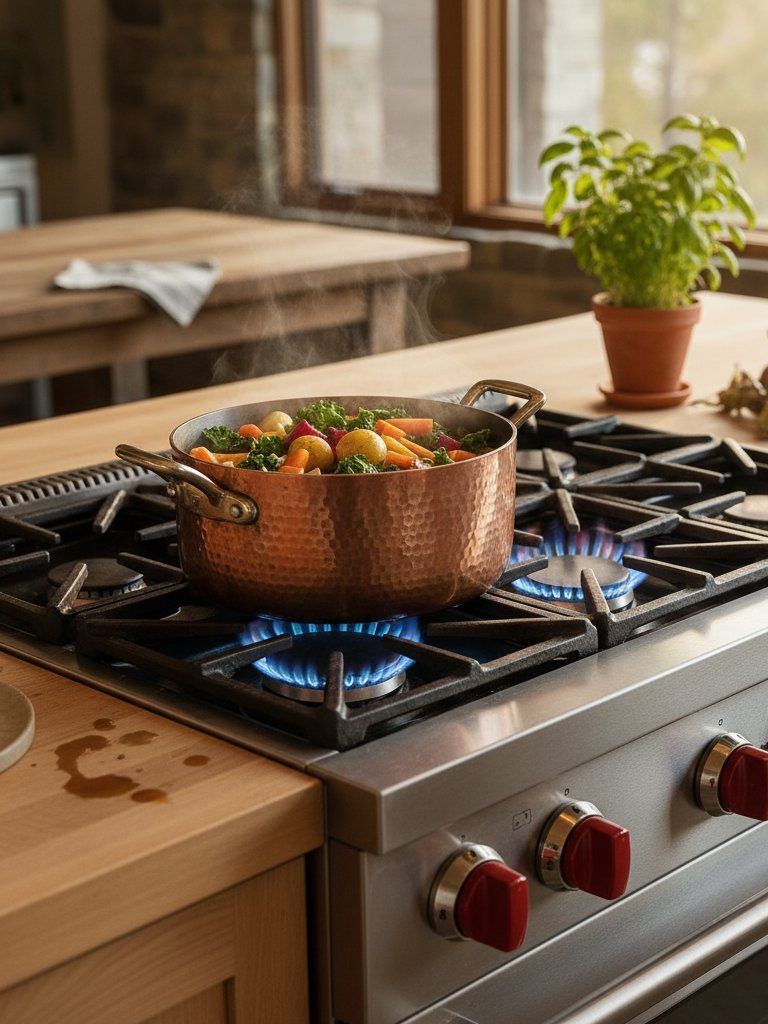 Technician calibrating a Wolf dual-fuel range's high-altitude burner orifices in a Superior, Colorado kitchen