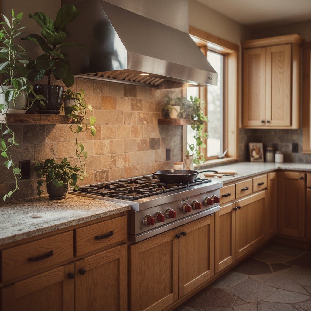 Wolf range hood ventilation system installed above a professional cooktop in a Boulder kitchen
